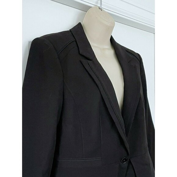 White House Black Market Black Single Button Blazer Notch Collar 8 - Picture 2 of 8